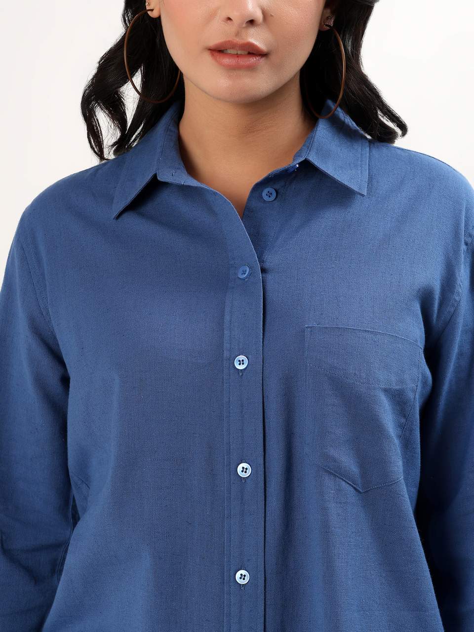 Relaxed Cotton Shirt - Ocean - Hi Handmade