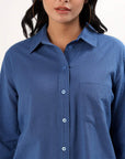 Relaxed Cotton Shirt - Ocean - Hi Handmade