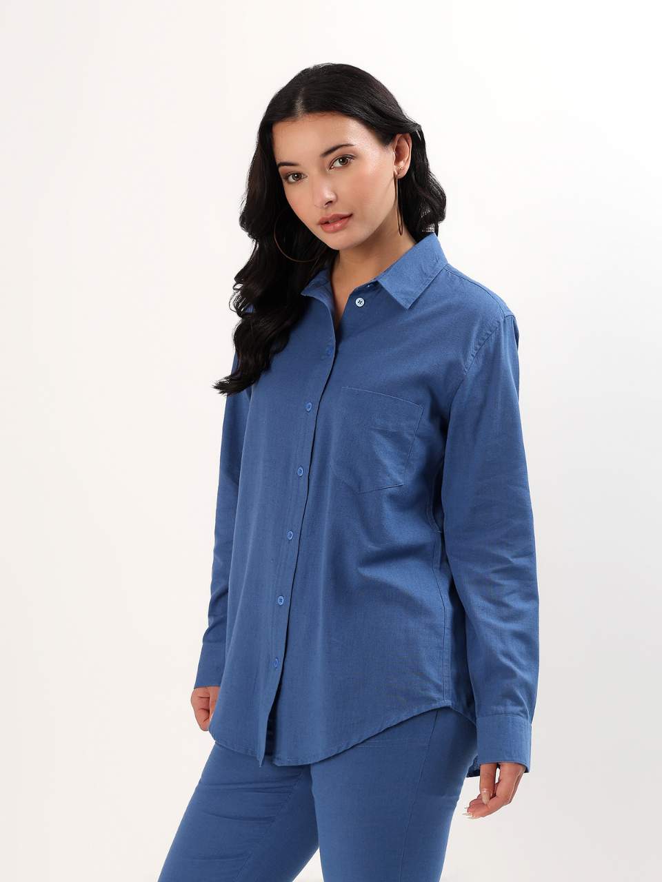 Relaxed Cotton Shirt - Ocean - Hi Handmade