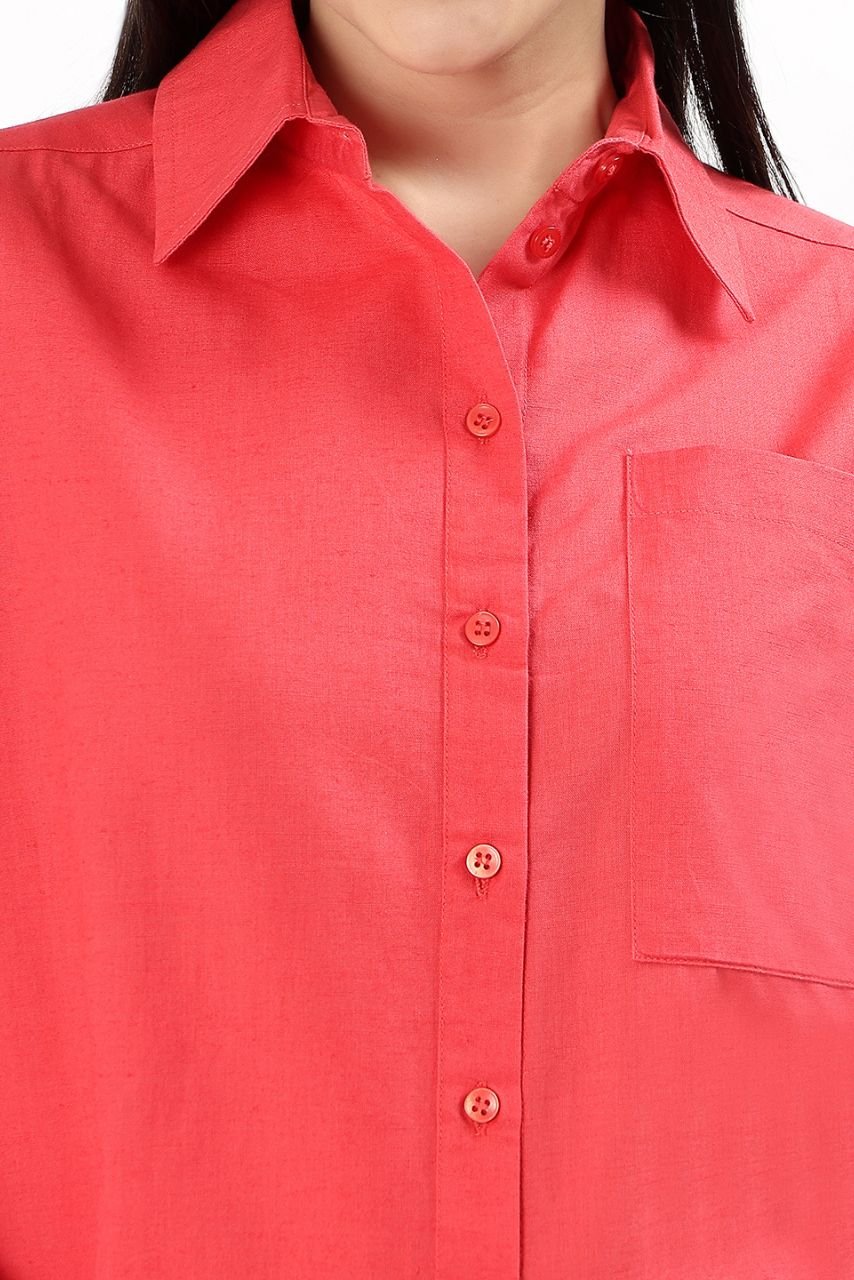 Relaxed Linen Cotton Shirt - Hibiscus - Hi Handmade