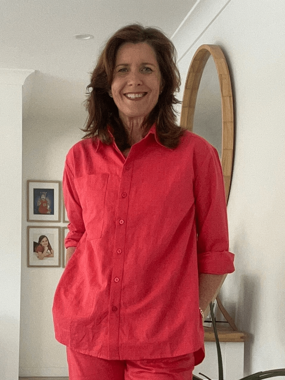 Relaxed Linen Cotton Shirt - Hibiscus - Hi Handmade