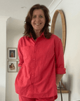 Relaxed Linen Cotton Shirt - Hibiscus - Hi Handmade