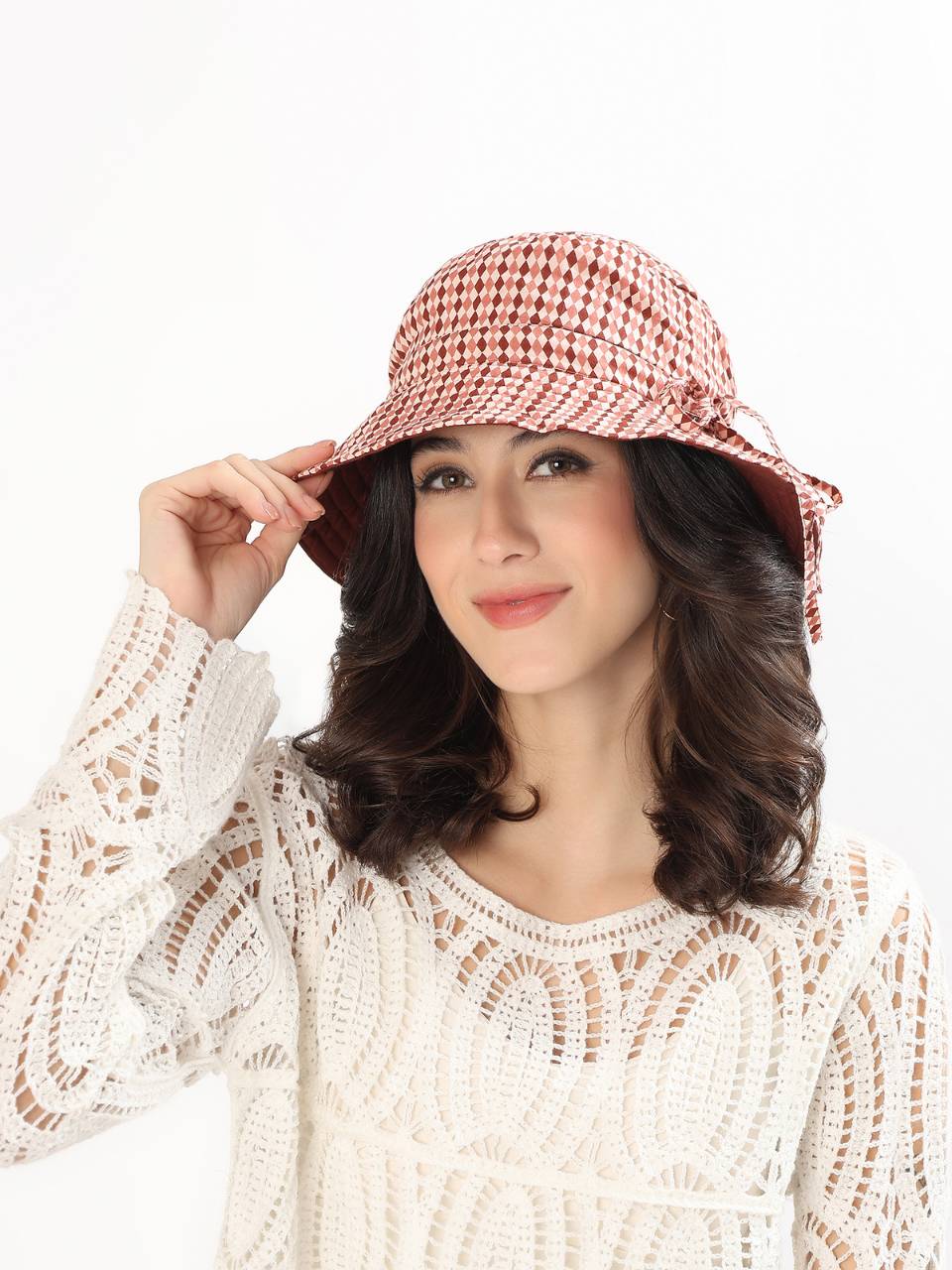 Reversible Bucket Hat - Argyle Sand - Hi Handmade