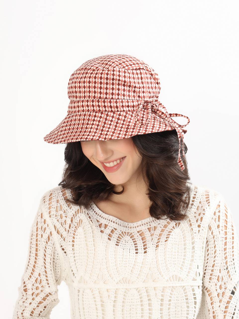 Reversible Bucket Hat - Argyle Sand - Hi Handmade