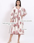 Riverbend Midi Cotton Dress - Pink - Hi Handmade