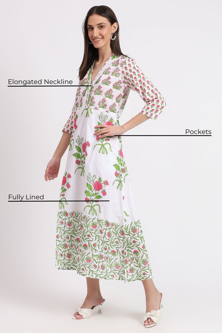 Rose Maxi Dress - White - Hi Handmade