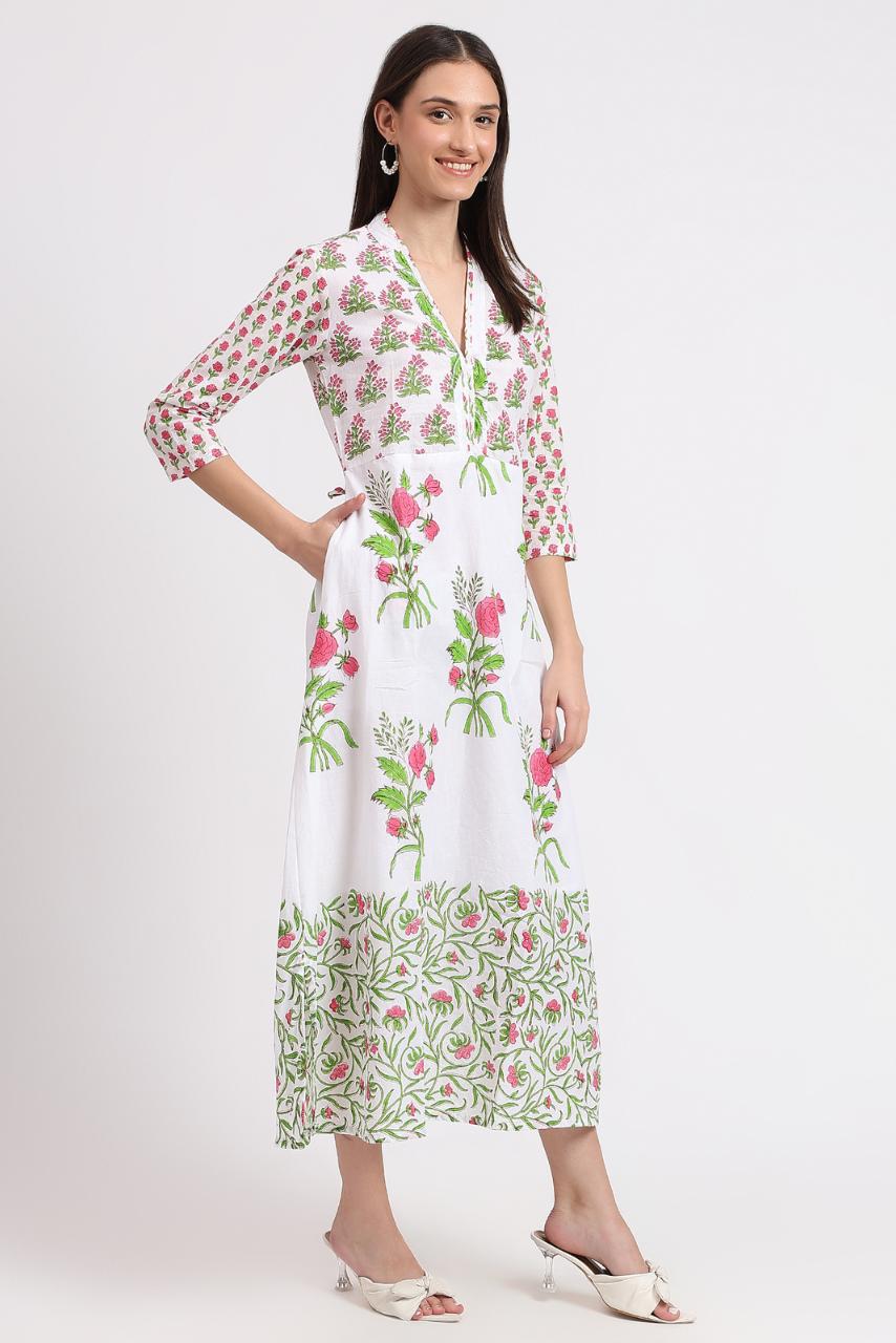 Rose Maxi Dress - White - Hi Handmade