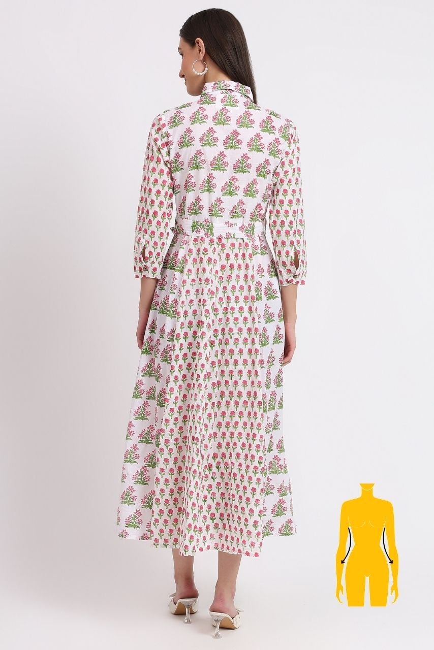 Rose Shirt Dress - White - Hi Handmade