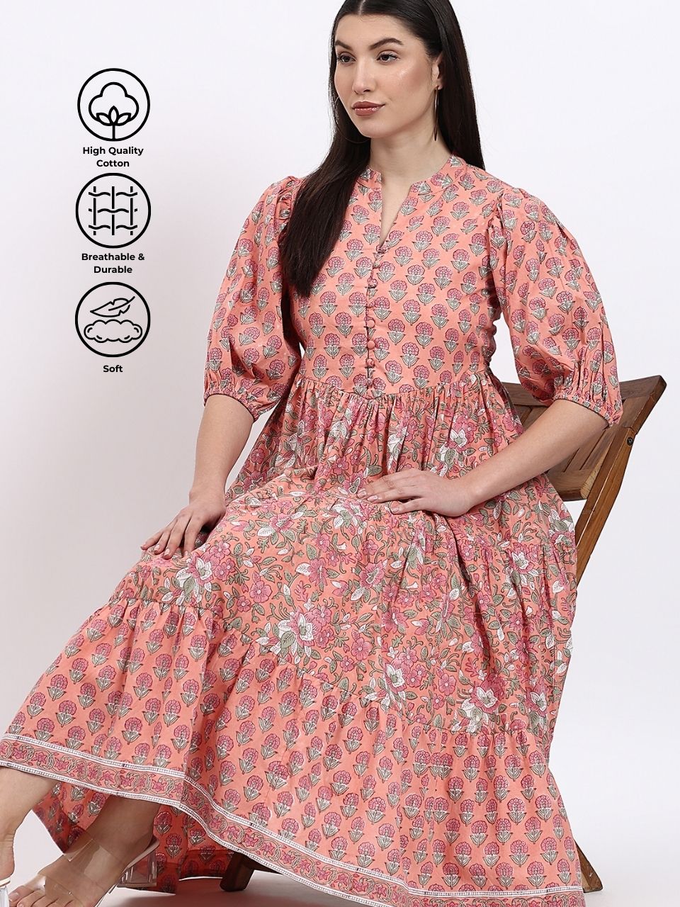 Sahiba Maxi Dress - Blush - Hi Handmade