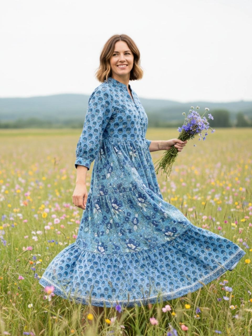 Sahiba Maxi Dress - Ocean - Hi Handmade