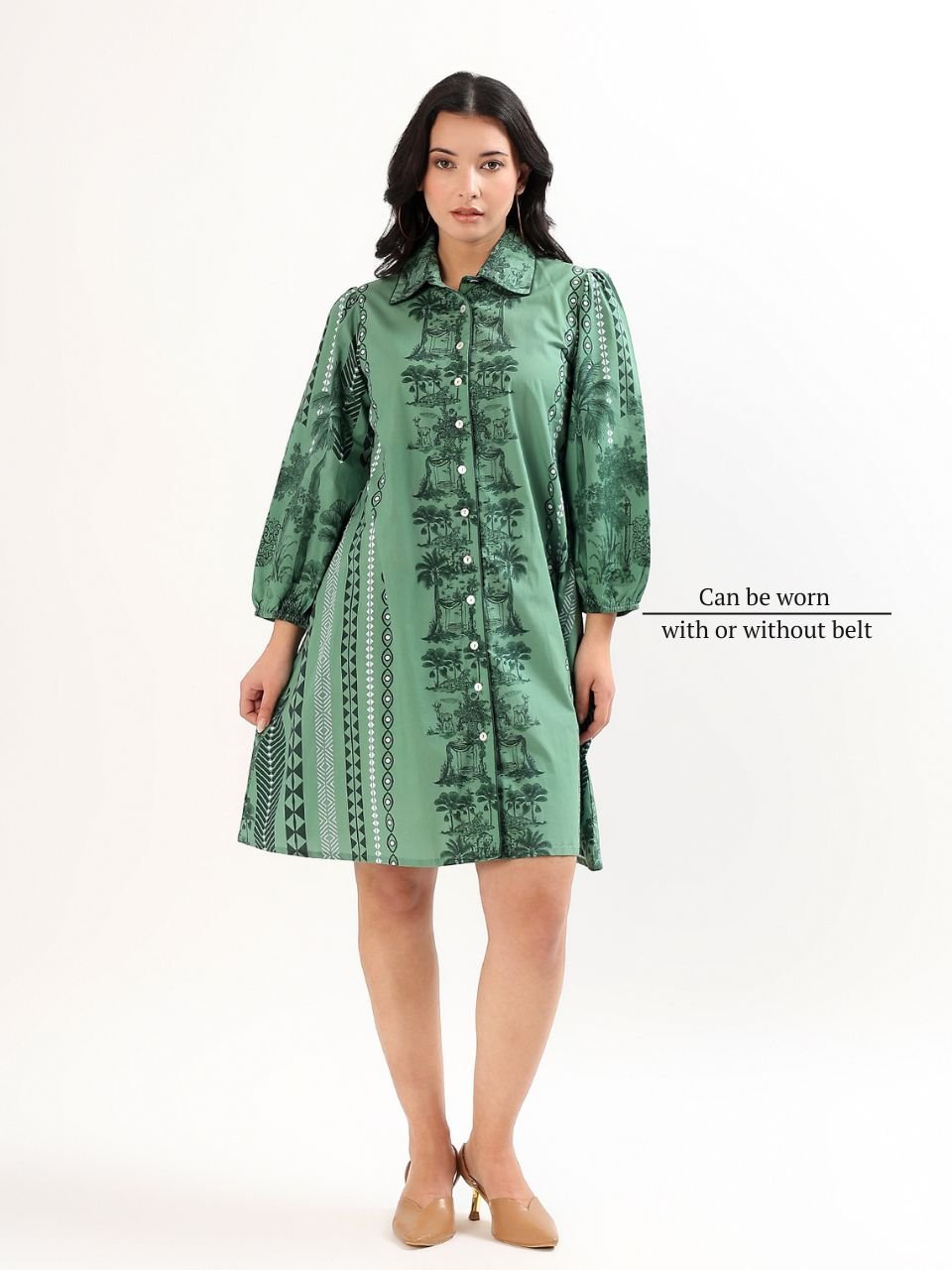 Sia Shirt Dress - Fern Bay - Hi Handmade