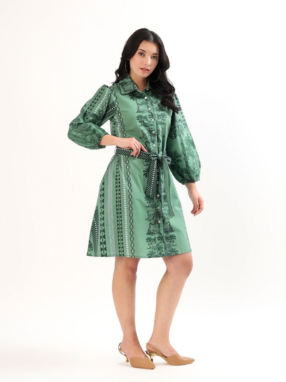 Sia Shirt Dress - Fern Bay - Hi Handmade