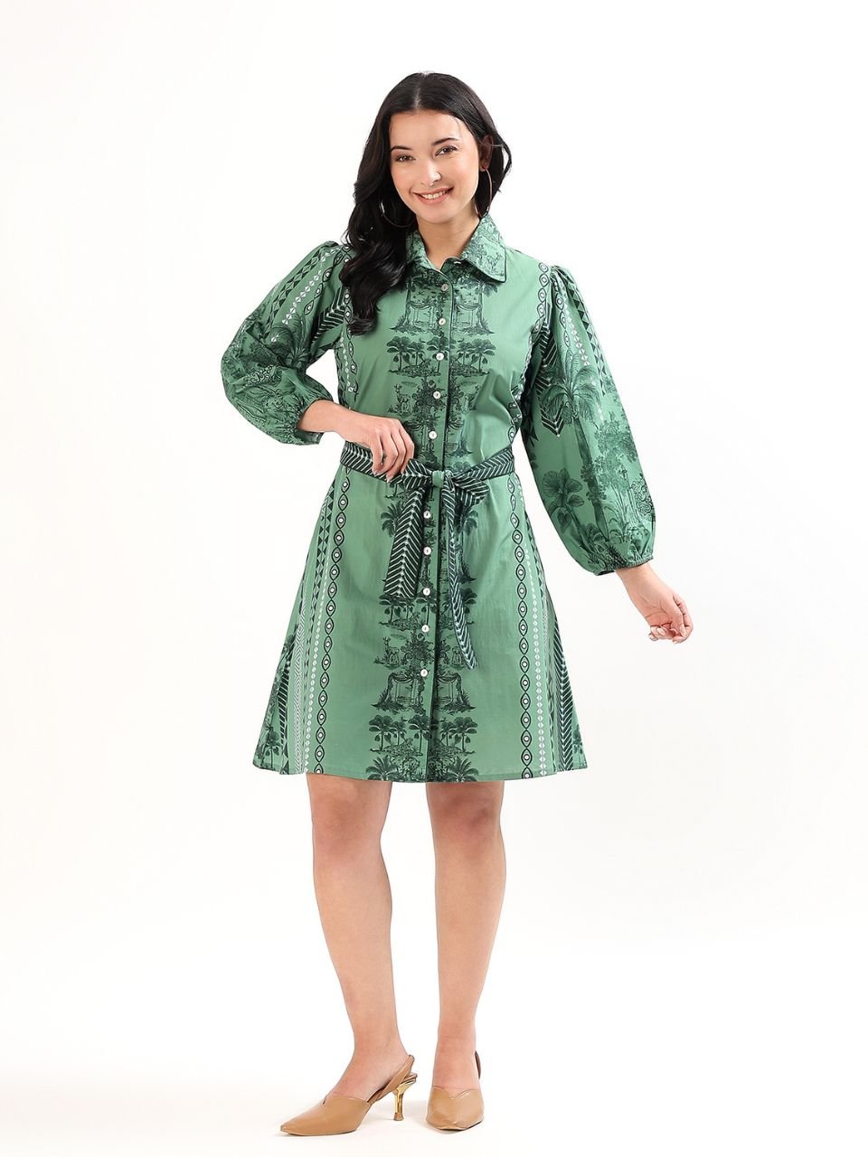 Sia Shirt Dress - Fern Bay - Hi Handmade