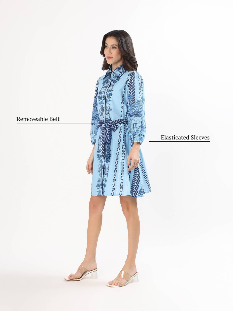 Sia Shirt Dress - Oyster Bay - Hi Handmade