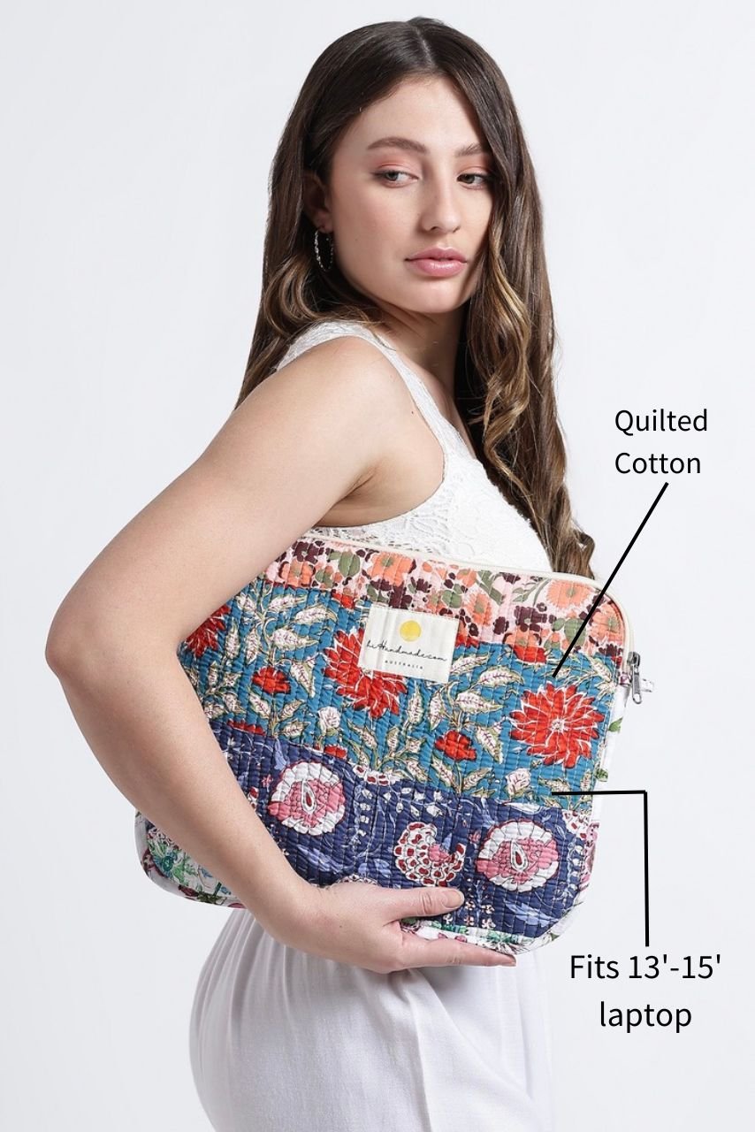 Sustainable Fashion - Quilted Laptop Bag - Hi Handmade