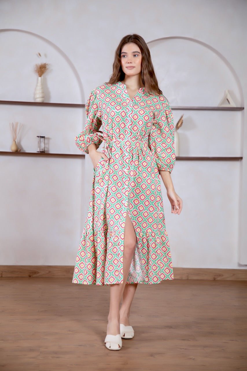 Sydney Maxi Shirt Dress - Strawberry - Hi Handmade