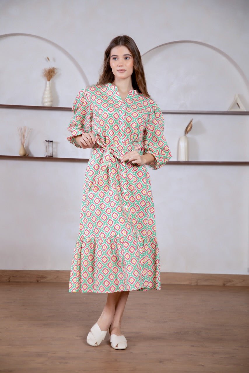 Sydney Maxi Shirt Dress - Strawberry - Hi Handmade