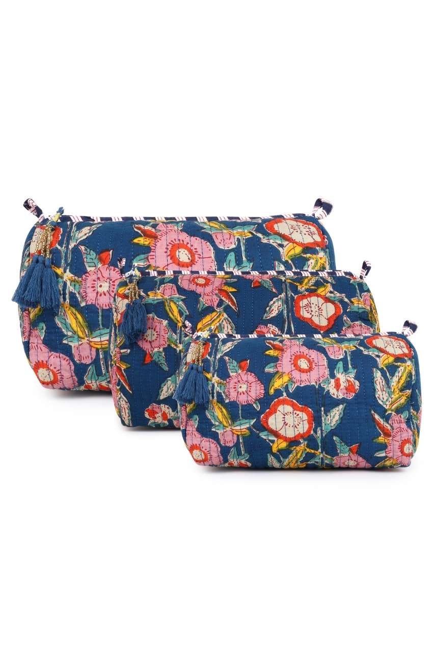 Toiletry Bag - Botanical Blue - Hi Handmade