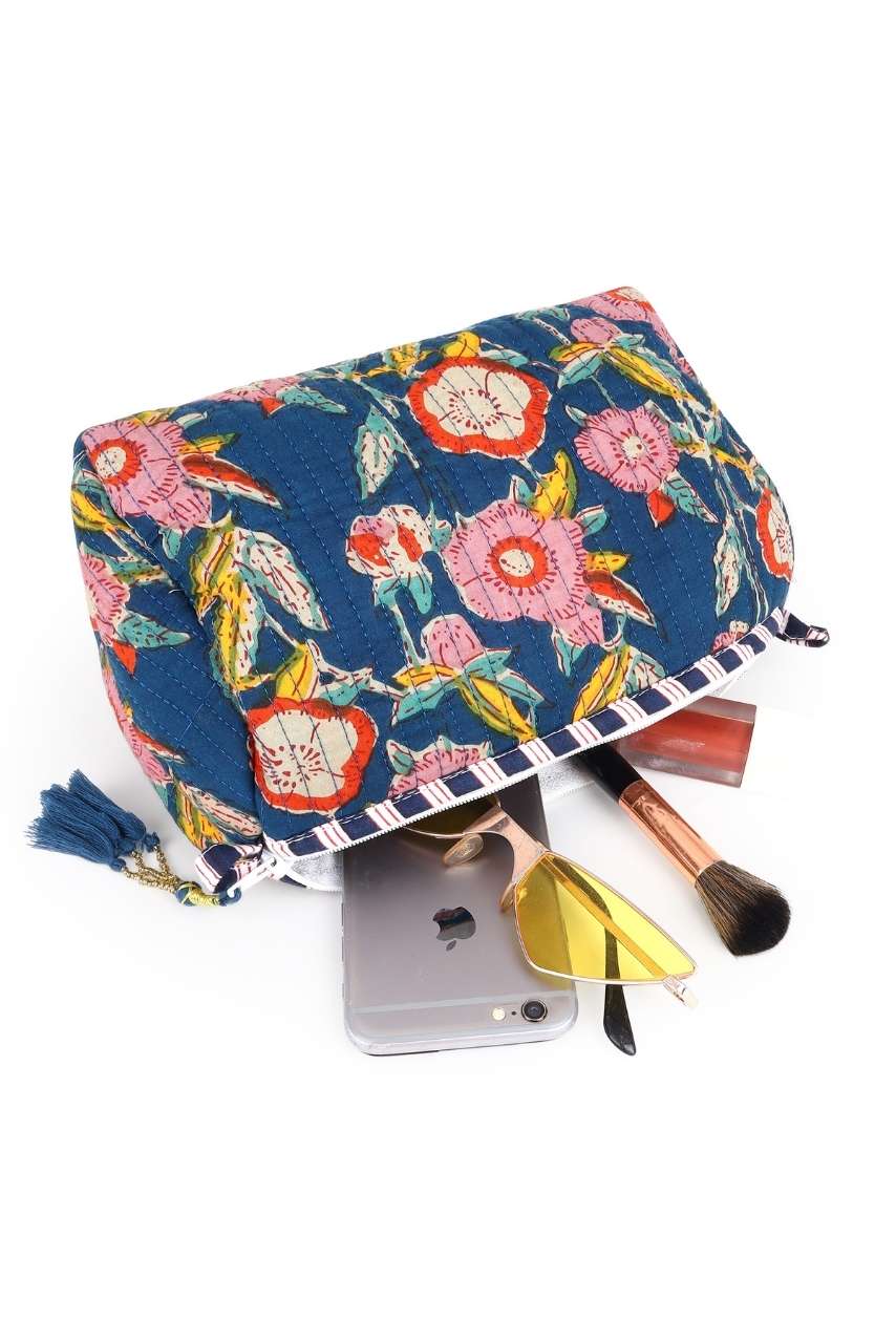 Toiletry Bag - Botanical Blue - Hi Handmade