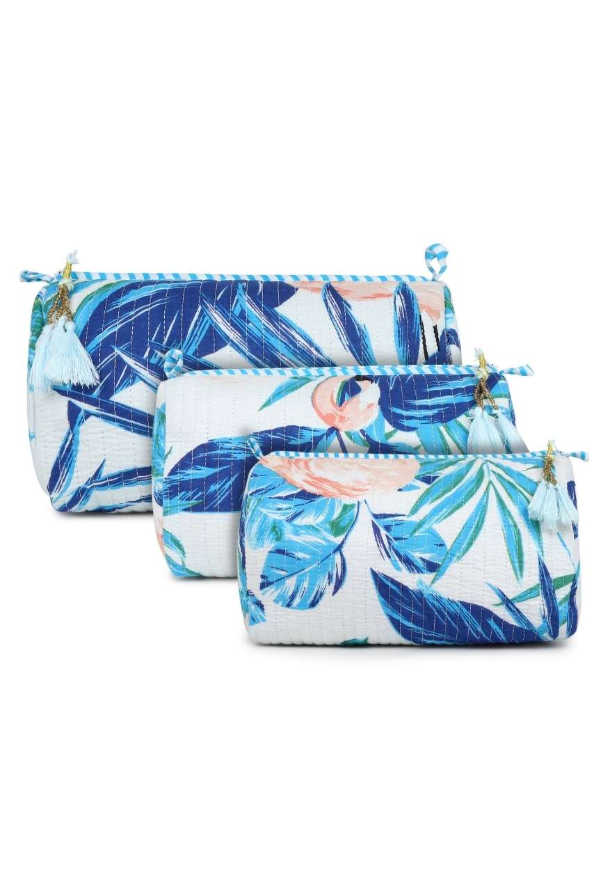 Toiletry Bag - Flamingo Blue - Hi Handmade