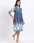 Vicki Cotton Dress - Blue - Hi Handmade