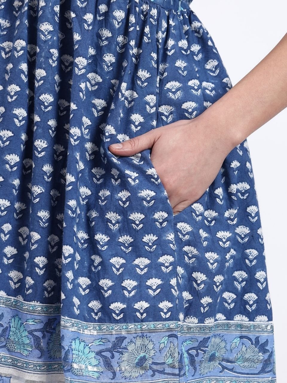 Vicki Cotton Dress - Blue - Hi Handmade