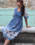 Vicki Cotton Dress - Blue - Hi Handmade