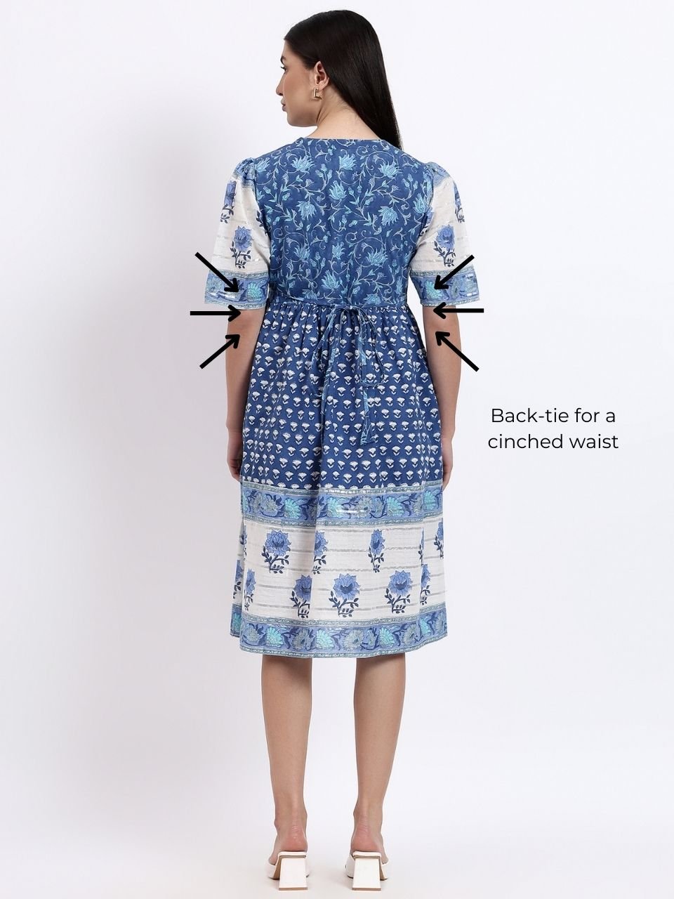 Vicki Cotton Dress - Blue - Hi Handmade