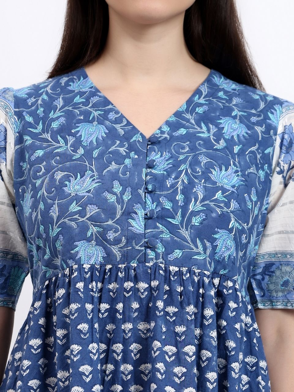 Vicki Cotton Dress - Blue - Hi Handmade