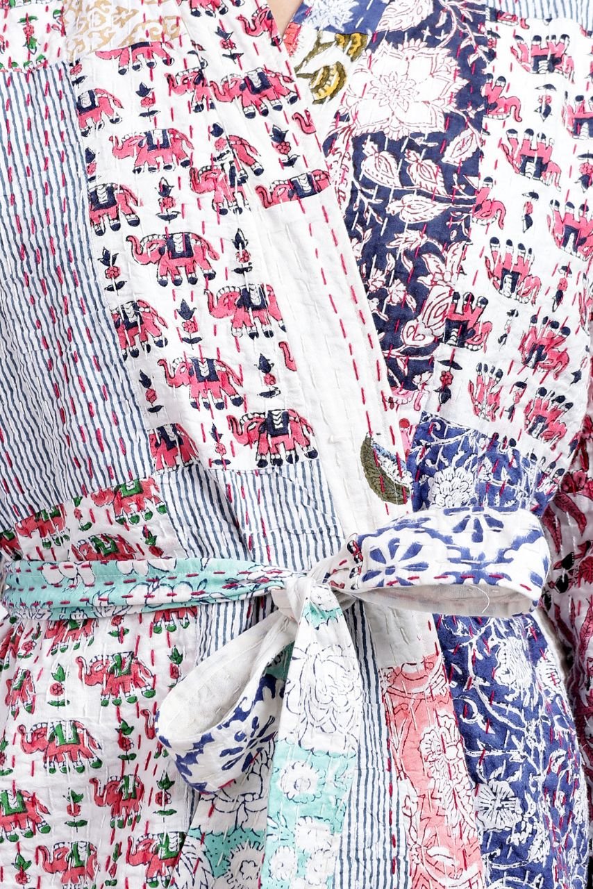Vintage Kantha Patchwork Jacket - Long - Hi Handmade