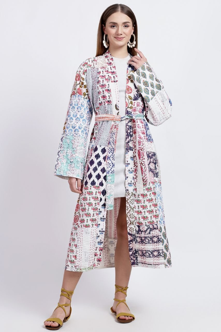 Vintage Kantha Patchwork Jacket - Long - Hi Handmade