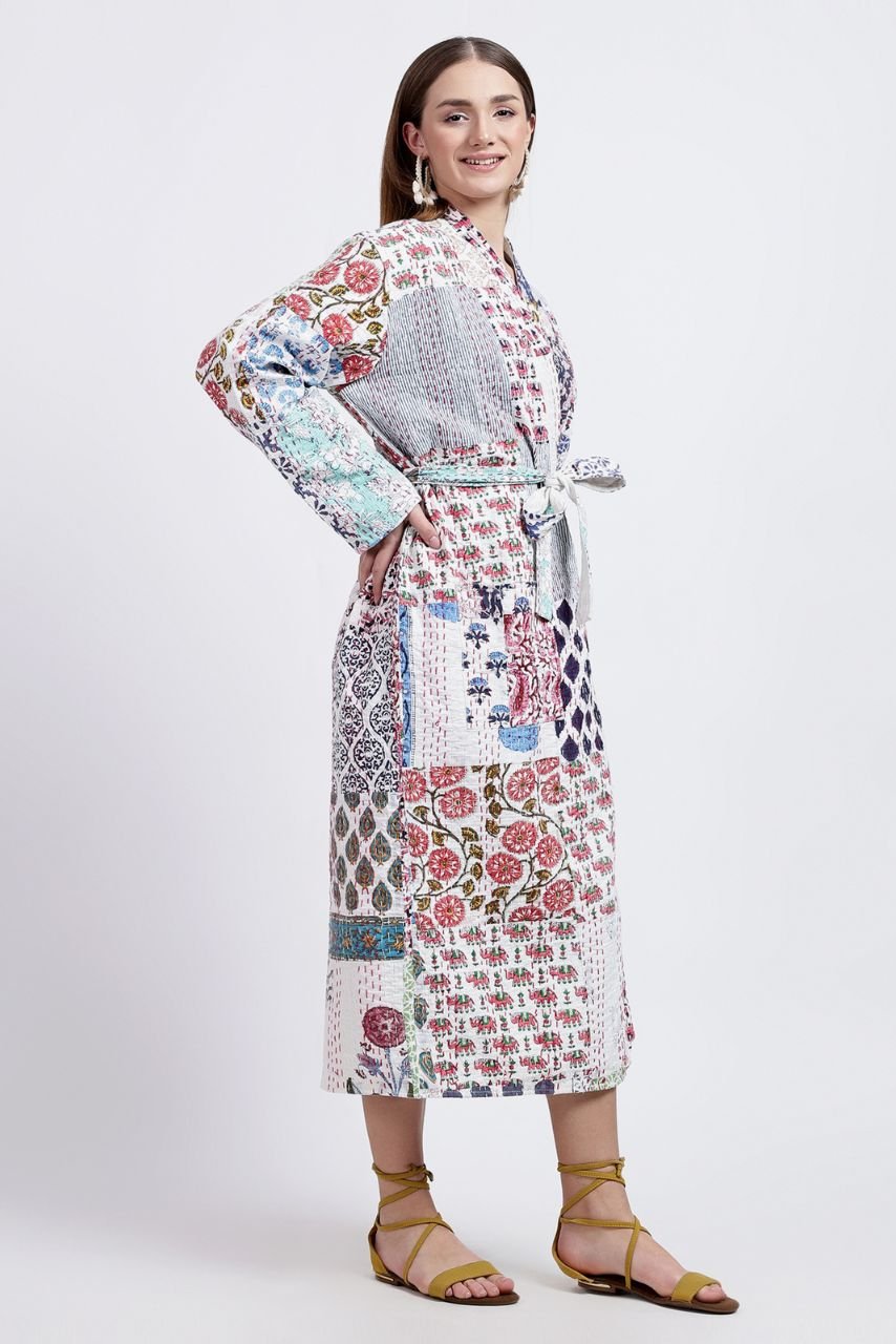 Vintage Kantha Patchwork Jacket - Long - Hi Handmade
