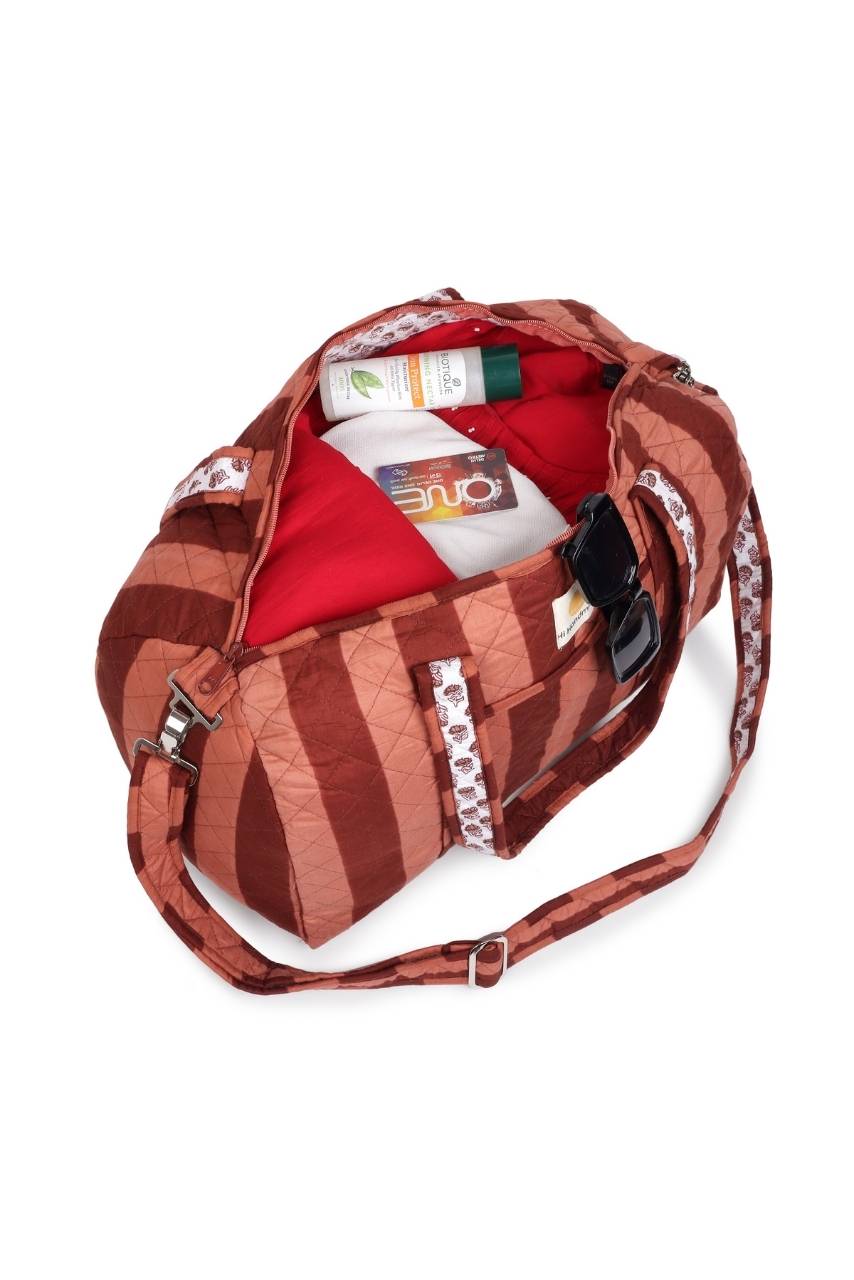 [Wonky] Cotton Duffle Bag - Brown - Hi Handmade