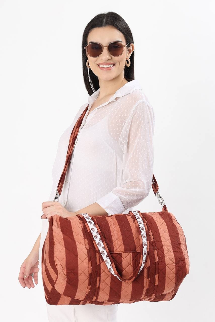 [Wonky] Cotton Duffle Bag - Brown - Hi Handmade