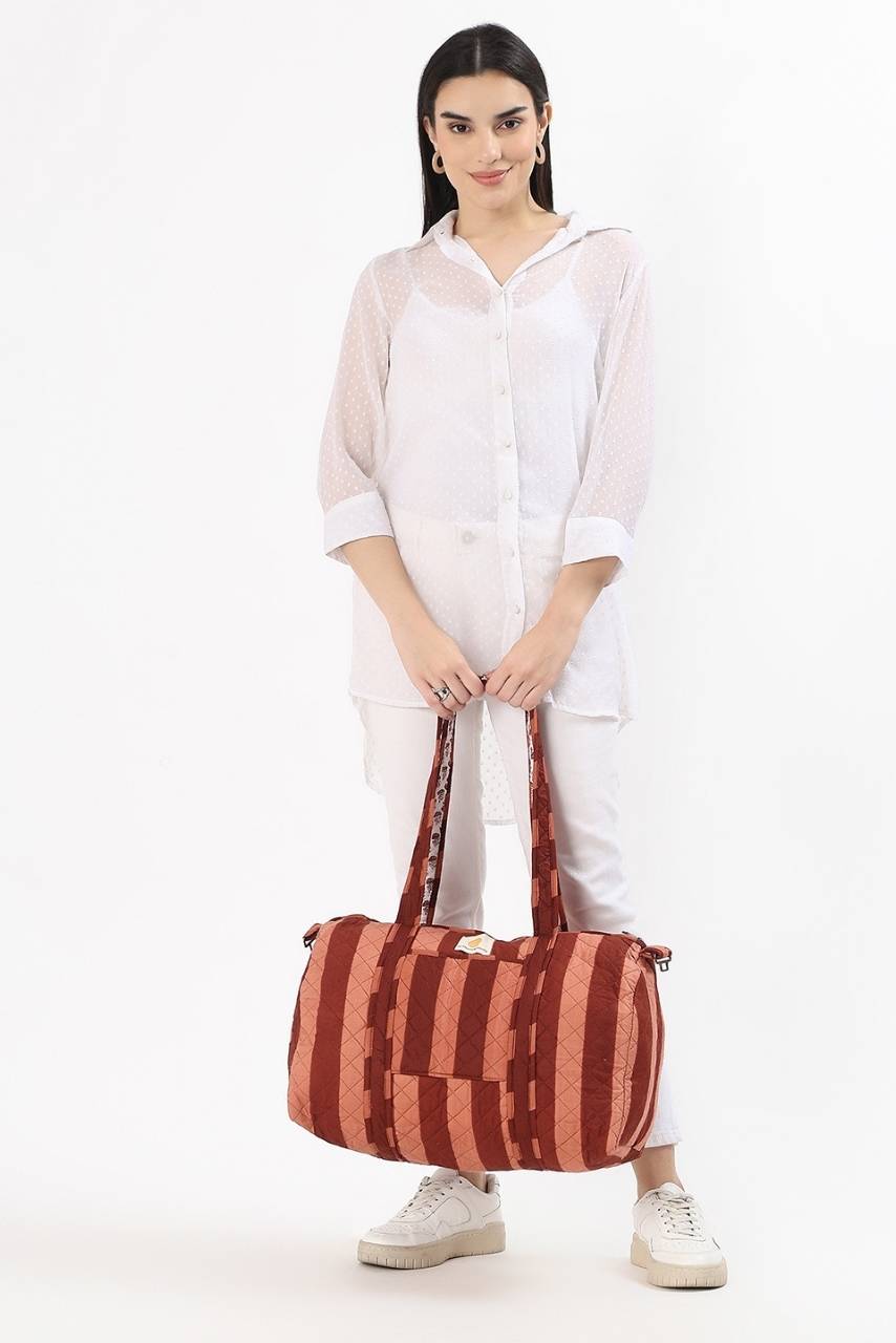 [Wonky] Cotton Duffle Bag - Brown - Hi Handmade